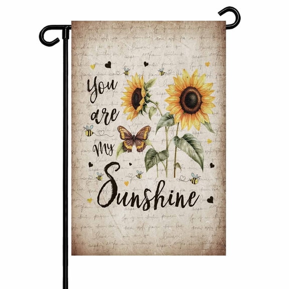 You Are My Sunshine Garden Flags for Outside Rustic Sunflower Vintage Letters Pattern Double Sided Yard Flags Outdoor House Decoration, Small 12X18 Inch,