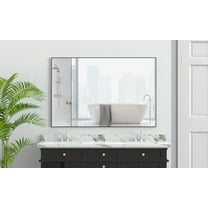 ANYHI 48" x 32" Black Modern Decorative Wall Mirror