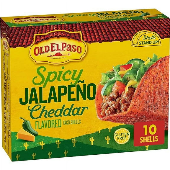 Old El Paso Spicy Jalapeño Cheddar Flavored Stand 'N Stuff Taco Shells, Gluten Free, 5.4 oz
