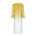 thumbnail image 4 of ameIAEA Women Long Bell Sleeve Dress Button Up V Neck A-Line Printed Long Dress with Pockets, 4 of 5