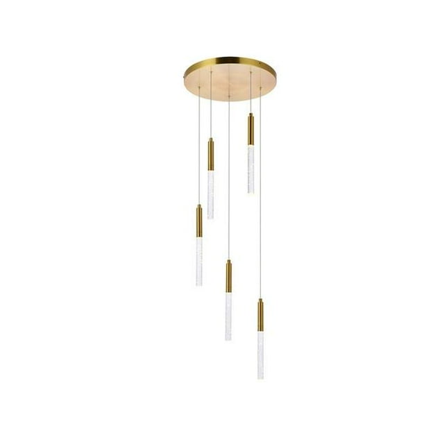 Elegant Lighting 5203D16G Ruelle 5 Ceiling Lights with Pendant Lamp, Gold