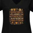 thumbnail image 4 of Inktastic Cozy Autumn Vibes Bonfires Flannels Pumpkins Hayrides Women's Plus Size V-Neck T-Shirt, 4 of 5
