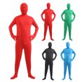 thumbnail image 2 of Happydeer Unisex Halloween Jumpsuit Tight Fit Breathable Long Sleeves Hooded Elastic Solid Color Invisible Jumpsuit Zipper Back Bodysuit Props Party Costume (Red, L), 2 of 13