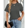 thumbnail image 5 of Ltctricy T Shirts for for Women Short Sleeve Crew Neck Ribbed Knit Tunic Tops Soft Casual Tees Loose Trendy Blouses, 5 of 6