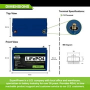 ExpertPower 12V 100Ah Lithium LiFePO4 Deep Cycle Rechargeable Battery | 2500-7000 Life Cycles & 10-Year lifetime | Built-in BMS | Perfect for RV, Solar, Marine, Overland, Off-Grid Applications