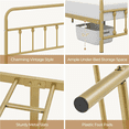 thumbnail image 4 of Alden Design Full Size Metal Platform Bed Frame with High Headboard, All Ages, Antique Gold, 4 of 10