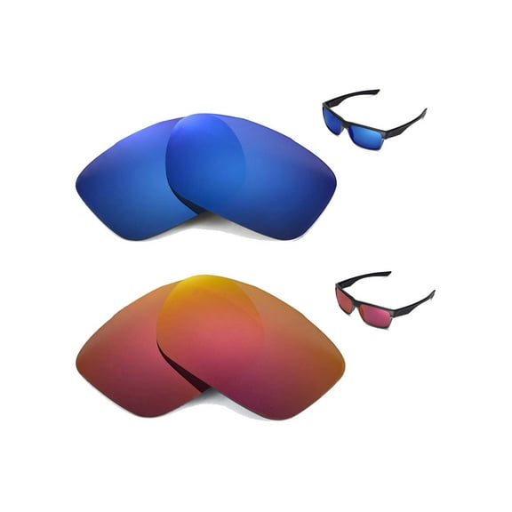 Walleva Polarized Ice Blue   Fire Red Lenses For Oakley TwoFace Sunglasses