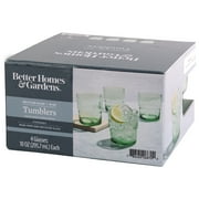 Better Homes & Gardens Recycled Green Glassware, Glass, 4 Pack, 10 oz