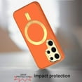 thumbnail image 3 of For Samsung Galaxy S24 5G Ultimate PU Leather Hybrid with MagSafe Compatible Bumper Hard PC Gold Frame Protection Cover ,Xpm Phone Case [ Orange ], 3 of 10