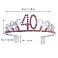 thumbnail image 2 of KAKOWELY Tiara de cristal rojo con diamantes de imitación para cumpleaños, corona de reina, diadema para fiesta de baile, peinetas con clip para recuerdo de fiesta de cumpleaños número 40 para mujer, 2 of 4