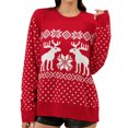 thumbnail image 1 of Gibobby suéteres de invierno de punto Suéter navideño para mujer, suéter con patrón de y de nieve, suéter de punto, cuello Rojoondo, manga larga, camisa holgada navideña para vacaciones (Rojo, L), 1 of 4