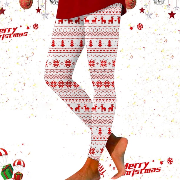WILLBEST Leggings con Estampado Navideño para Mujer, Pantalones de Yoga de Cintura Alta para Entrenamiento, Fitness, Running, Cómodos Y Elásticos 2979 Grande