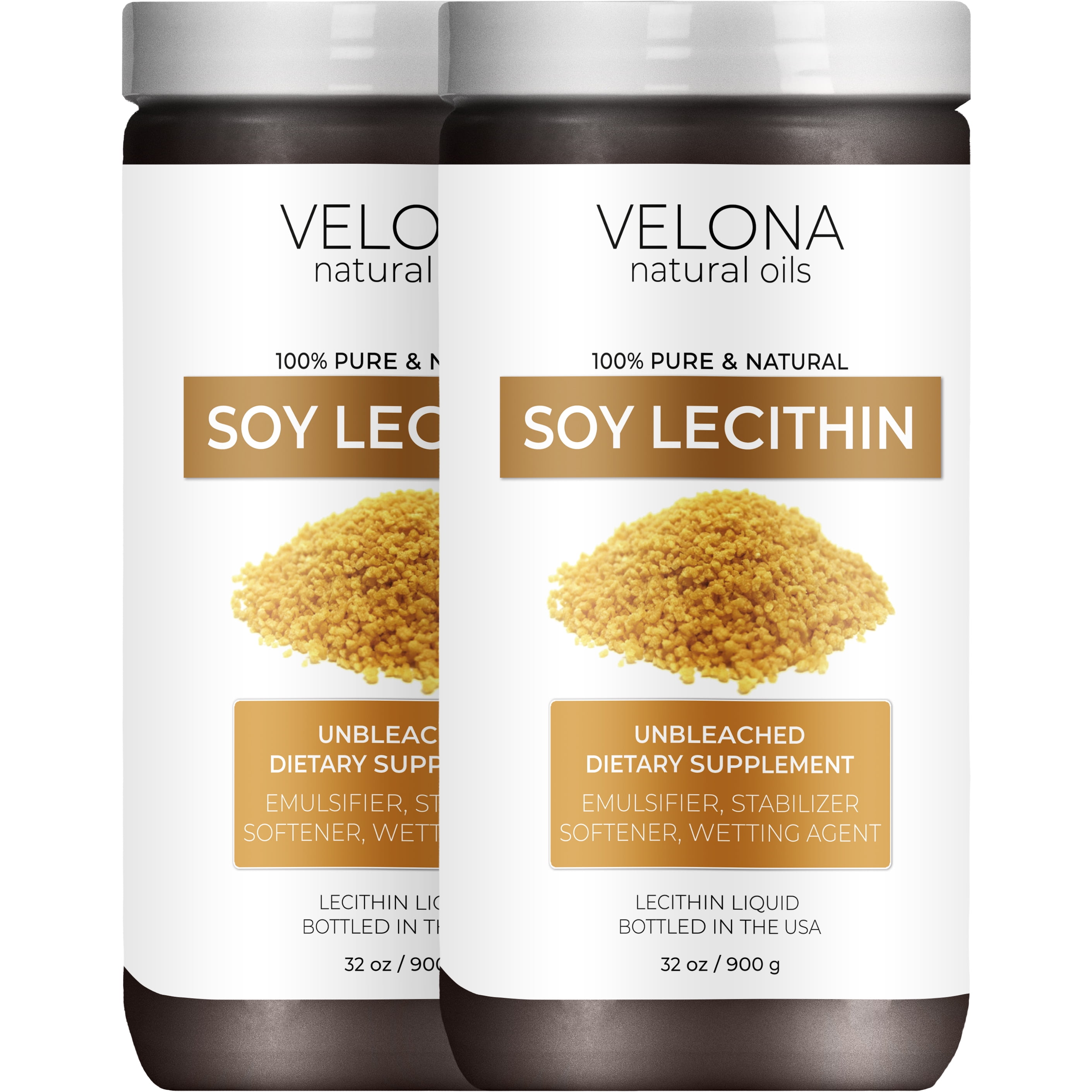Soy Lecithin by Velona 64 oz Unrefined, Cold Pressed Face, Hair, Body & Skin Care Use