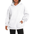 thumbnail image 2 of Oversized Women's Fleece Loose Hoodie Heavyweight Sweatshirt Kangaroo Pocket Drop Shoulder Pullovers Top, 2 of 8