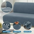 thumbnail image 6 of H.VERSAILTEX 100% Waterproof Jacquard Stretch Futon Slipcover Non-slip Armless Sofa Cover Washable Furniture Protector with Elastic Bottom for Kids and Pets, Stone Blue, 6 of 7