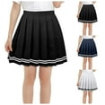 thumbnail image 2 of Fsqjgq Skirt for Women Sexy Trendy Casual Pleated Skirts Female High School Solid Color High Waist Knee Pleated Miniskirt Black Tennis Skirt Women's Casual Skirts Goth Skirt XL, 2 of 5