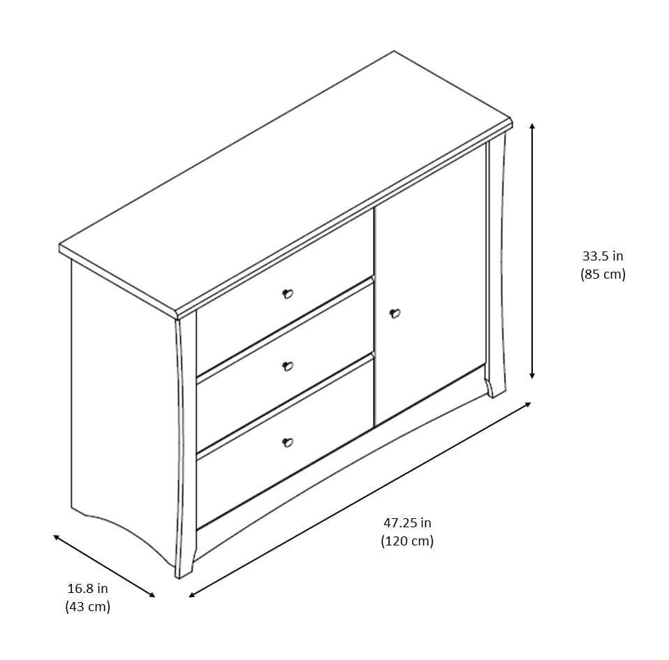 storkcraft crescent 3 drawer combo dresser
