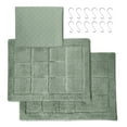 thumbnail image 2 of Mainstays 15-Piece Green Checkered Bathroom Set – Shower Curtain, Bath Rugs & Hooks, Easy Care, 2 of 13