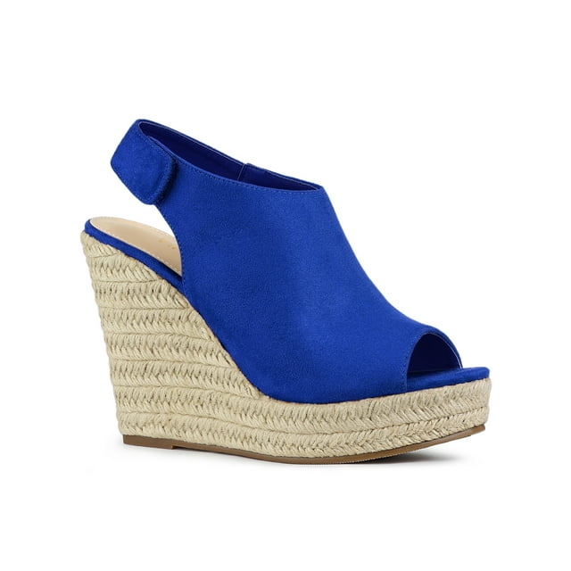 BLISSFUL STEP Sandales Compensées à Plateforme Espadrilles pour Femmes Bleu Foncé 8