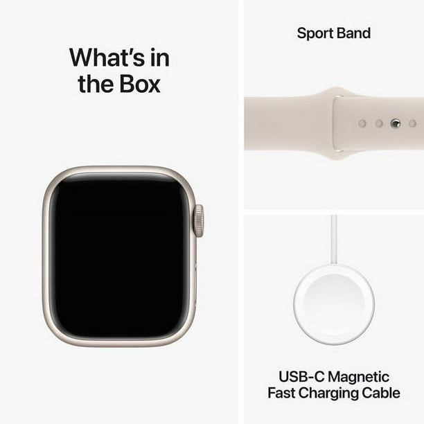Open Box Apple Watch Series 9 GPS 45mm Starlight Aluminium Case with Starlight Sport Band Medium Large 160 210mm Walmart