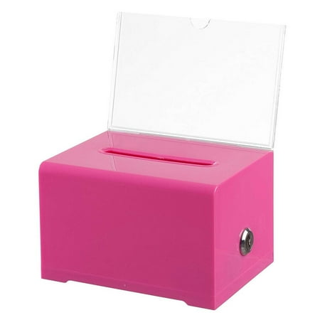 AdirOffice Acrylic Locking Suggestion Box, Pink