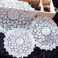 thumbnail image 1 of Round Hollow Coaster Lace Embroidered Tablecloth Dining Table Bowl Heat Insulation Mat Fabric Decorative Ornaments Props, 1 of 6