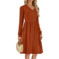 thumbnail image 3 of Fantaslook Long Sleeve Dresses for Women V Neck Casual Fall Dress Button Floral Midi Dresses with Pockets, 3 of 8