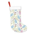 thumbnail image 2 of Daiia Cartoon Bunny Print Christmas Stocking，18"Large Knitted Xmas Stocking for Kids, Family Stocking for Fireplace Christmas Holiday Party Decoration, 2 of 7