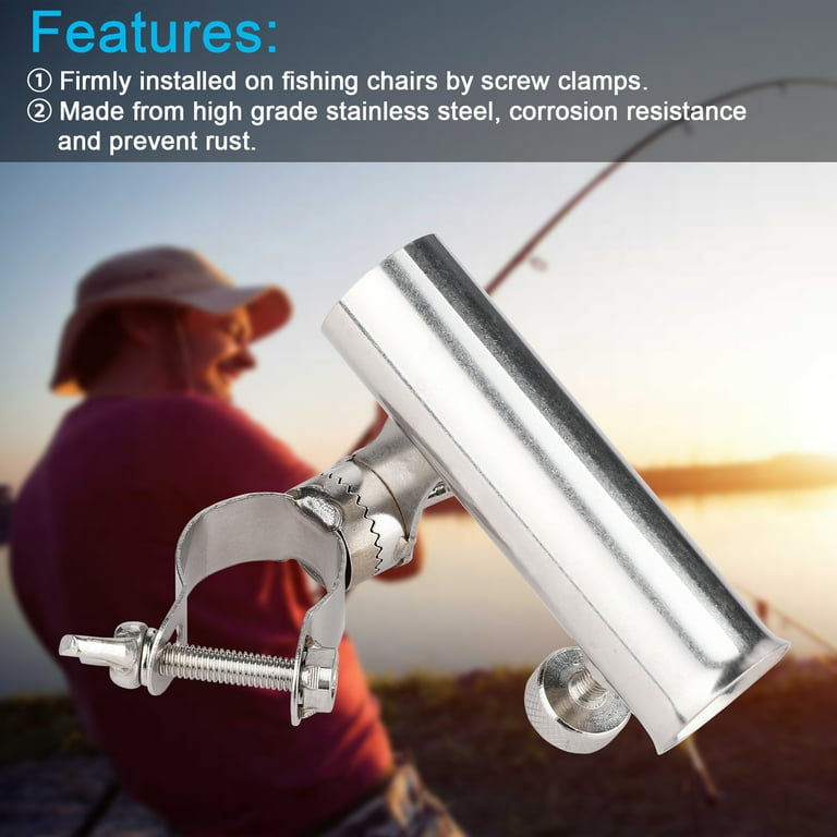 Doolland Stainless Steel Fishing Rod Holder Fishing Chair Mount Bracket Connect, Silver