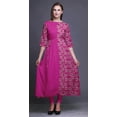 thumbnail image 2 of Bimba Pink Dahlia Floral Print Ladies Anarkali Kurti Tunic Designer Long Kurta Indian Blouse Medium, 2 of 5