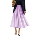 thumbnail image 3 of Tulle Skirts for Women Pleated Layered Tutu Skirt Ladies Elegant Flowy Long Skirts Casual Pleated a-Line Maxi Skirt High Waisted Flowy Skirts Elegantes Bridesmaid Wedding Midi Skirt Light Purple S, 3 of 6