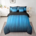 thumbnail image 2 of Manfei Black Blue Bedding Comforter Set, Neon Gradient Stripe King Bedding Sets, Modern Abstract Geometry Bed Sheets, Breathable Home Decor Reversible 7 Pieces, 2 of 6