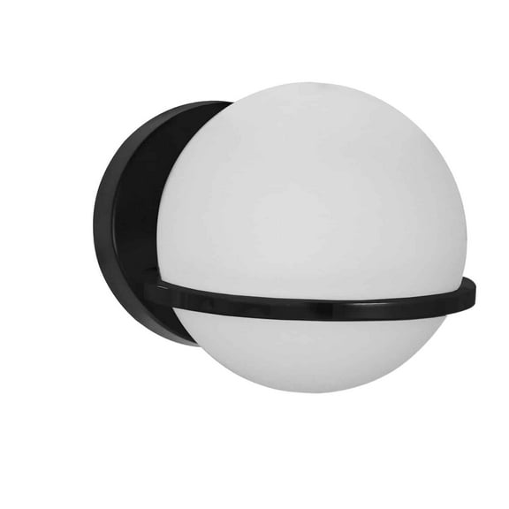 Dainolite Sofia 1 Light Wall Sconce - Matte Black - White Opal Glass