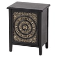 thumbnail image 1 of COZAYH Farmhouse 2 Drawer Home Bedroom Nightstand w/Embossed Flower Motif, Black, 1 of 9