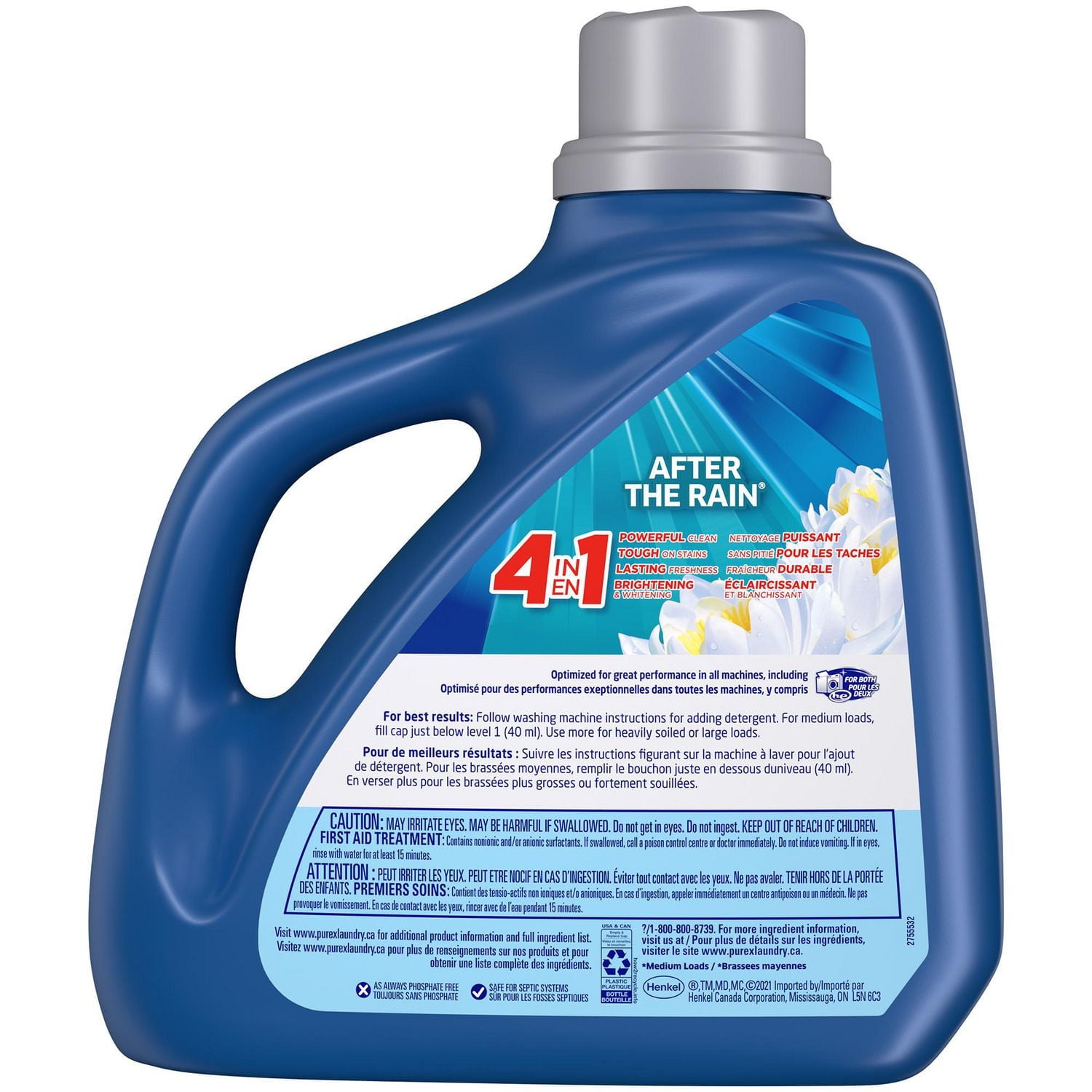 Purex 4 in 1 Concentrated Liquid Laundry Detergent, After The Rain, 4.43 Litres, 110 Wash Loads, 4.43L, 110 Loads