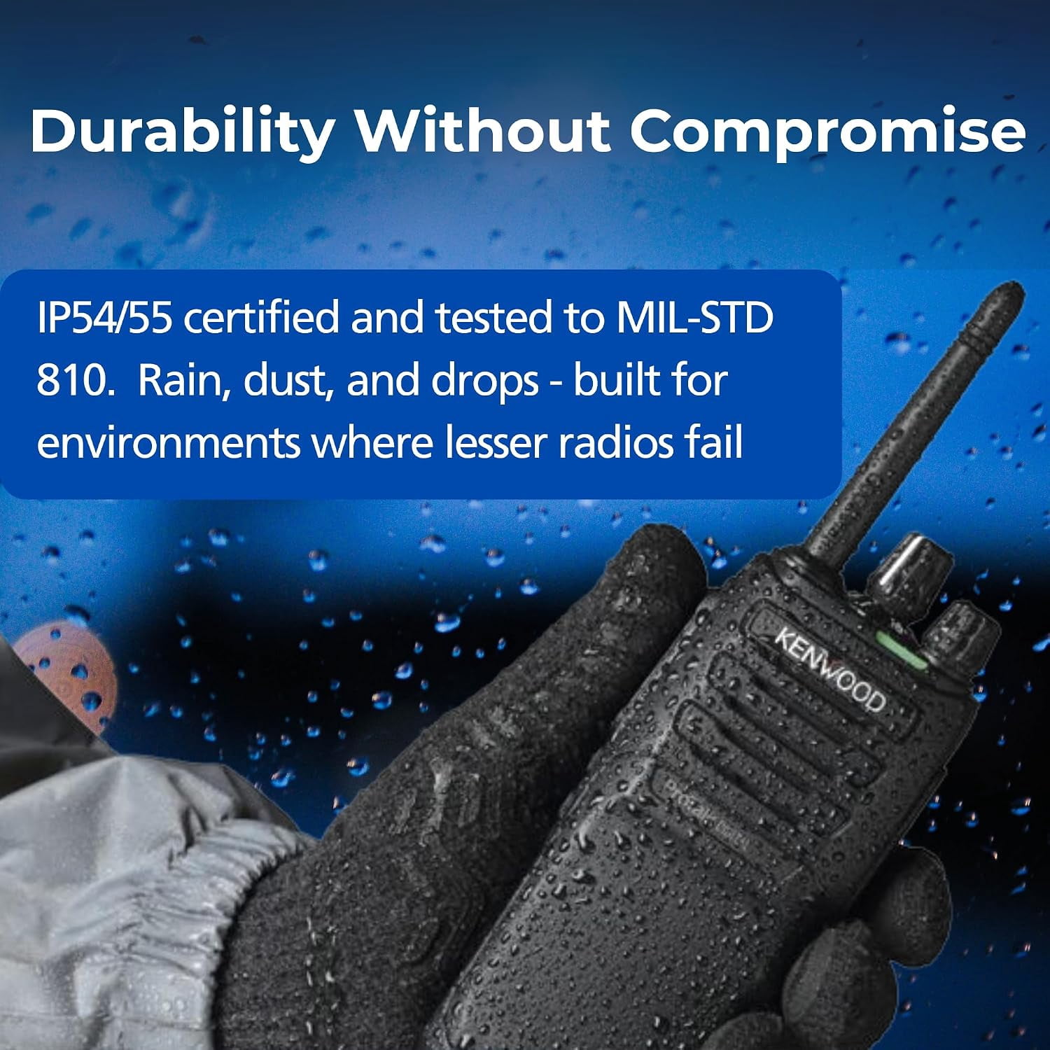 KENWOOD ProTalk NX-P1302AUK UHF Two-Way Business Radio, MIL-STD 810 & IP55, 64 Channels, Up to 250,000 Sq Ft Coverage, 15-Hr Battery, Upgradeable to Digital, for Warehouses & Job Sites