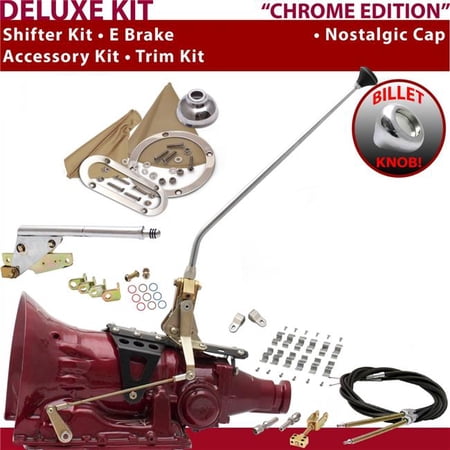 American Shifter TH400 Shifter Kit Chrome 16 in. E Brake Cable Clamp Clevis Trim Kit for F2CC4