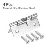Uxcell Spring Loaded Hinges, 2 304 Stainless Steel Self Closing Hinge for Furniture 4 Pack