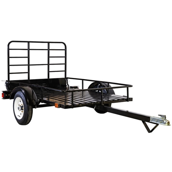4 ft. x 6 ft. Powder-Coated Open Side Multi Purpose Utility Trailer - Black