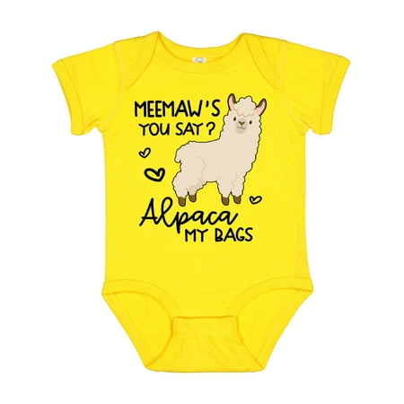 

Inktastic Meemaw s You Say Alpaca My Bags Boys or Girls Baby Bodysuit