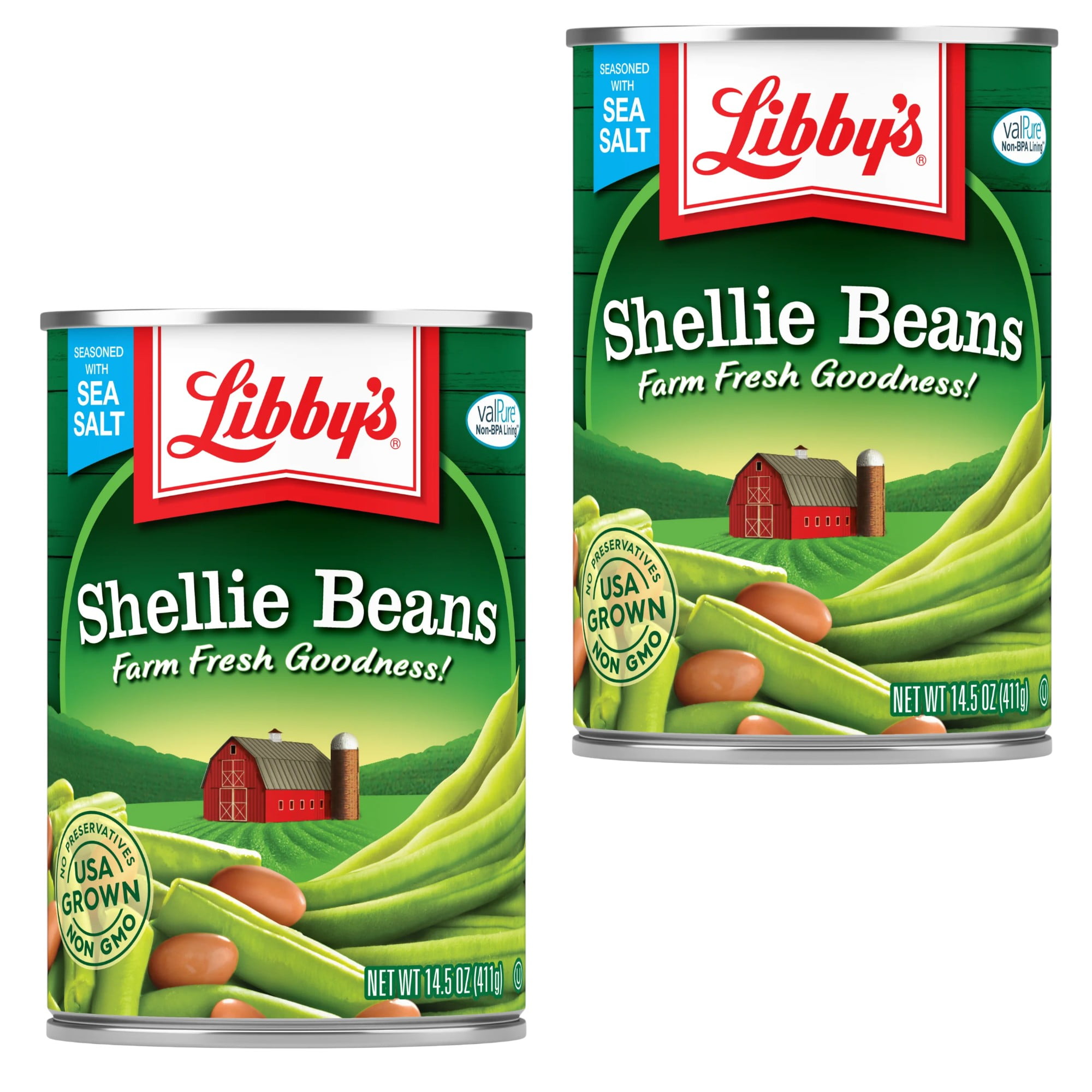 Libby's Canned Shellie Green Beans, 2 Pack, 14.5 oz Each, Shelf