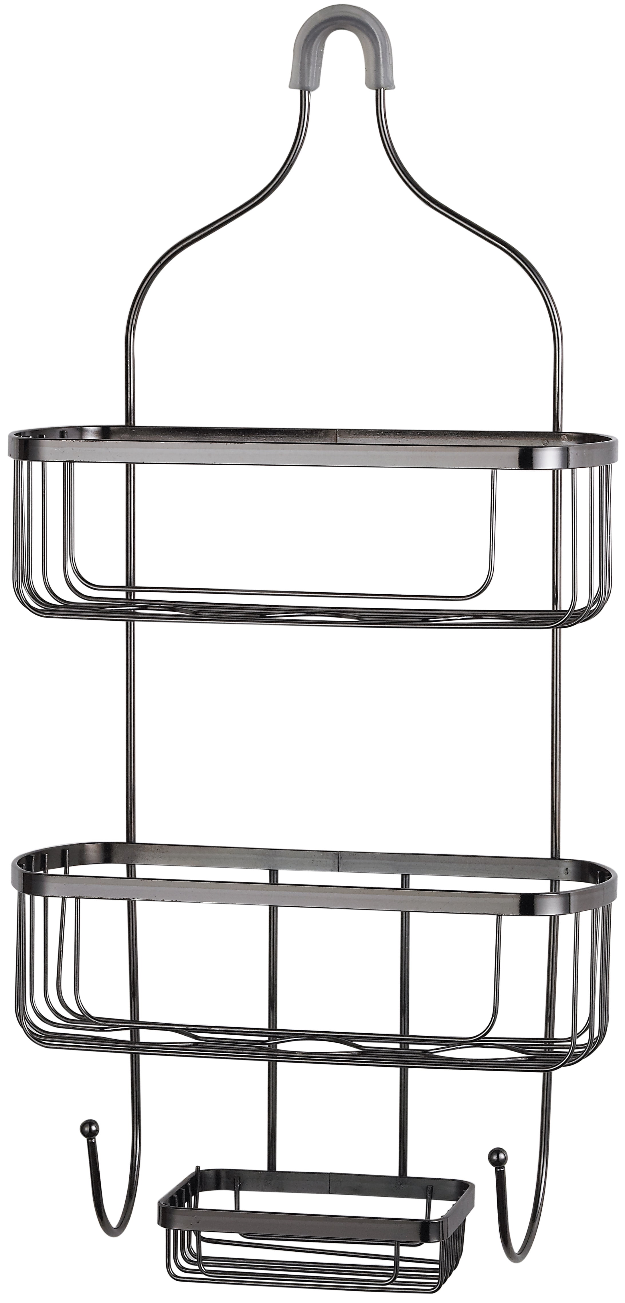 Home Basics Wave 2 Tier Aluminum Suction Shower Caddy with