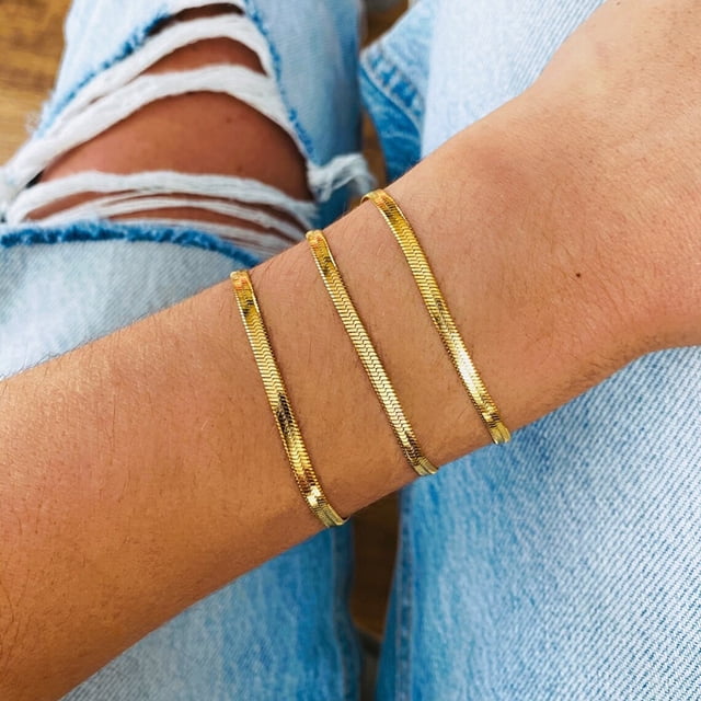 Pulsera de cadena de serpiente clásica para mujer, pulsera de cadena de acero inoxidable de 2/3/4/5mm de ancho de Color dorado para mujer, regalo de joyería Tan Jianjun unisex