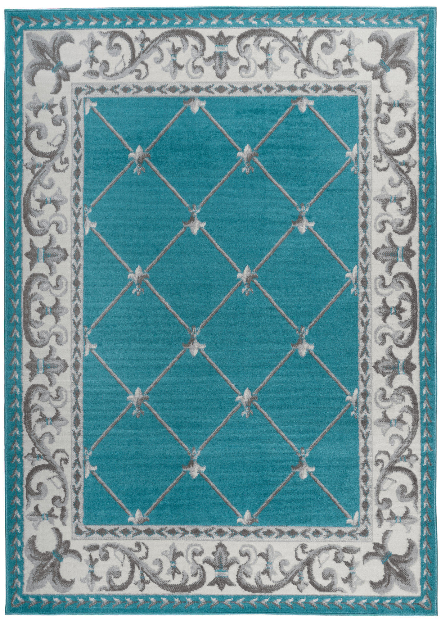Antep Rugs Kashan King Collection EPHESUS Checkered Polypropylene Indoor Area Rug Blue and Gray