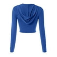 thumbnail image 3 of Tiqkatyck Crop Tops for Women, Long Sleeve Slim Fit Women's Flared Sleeve Tops Long Sleeve Hooded Shirts Crew Neck Crop Tops, Summer Tops for Women, Shirts for Women Blue M, 3 of 8