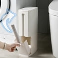 thumbnail image 3 of Cateissary Bote de basura de plástico ligero y ecológico con soporte para cepillo de baño para una fácil limpieza conveniente Suministros de limpieza para el hogar S blanco, 3 of 6