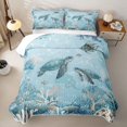 thumbnail image 2 of spefrowx Watercolor Sea Turtle Twin Quilt Set for Boys Girls, Blue Coral Wildlife Twin Coverlet Set, 2-Piece, 2 of 7