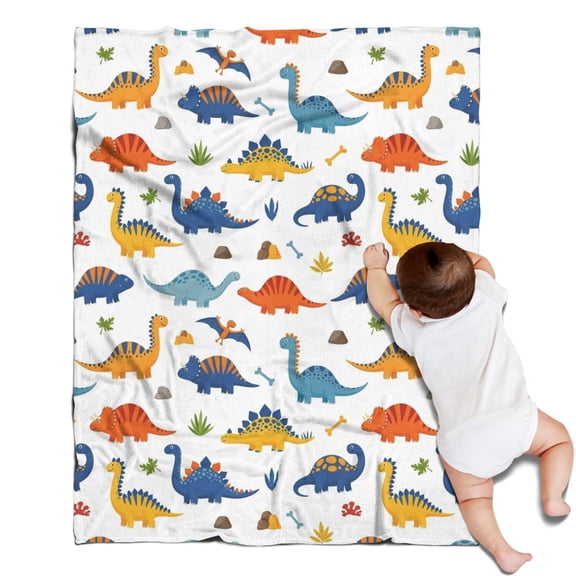 Colorful Dinosaurs Bones Pattern Blanket,Comfortable Soft Lamb Wool Throw Blanket,All Season,Warm Lightweight Blankets for Sofa Bed Couch Living Room Chair,30"x40"