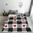 thumbnail image 5 of Zufioo Heart Black Buffalo Plaid Gingham Fleece Blanket Queen Size,Plush Bed Blanket,Ultra Soft Throw Blanket,Plush Fuzzy Cozy Blanket Perfect for Bed,Couch-50"x40", 5 of 7