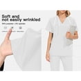 thumbnail image 6 of Scrub Sets for Woman Solid Color V-Neck Short Sleeve Long Pants Nurse Uniform with Pock White XL, 6 of 9